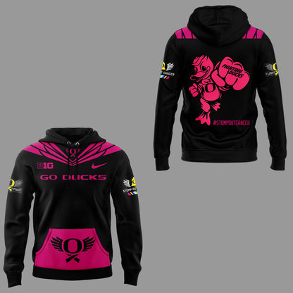 Limited Edition Oregon Ducks Breast Cancer Hoodie V3