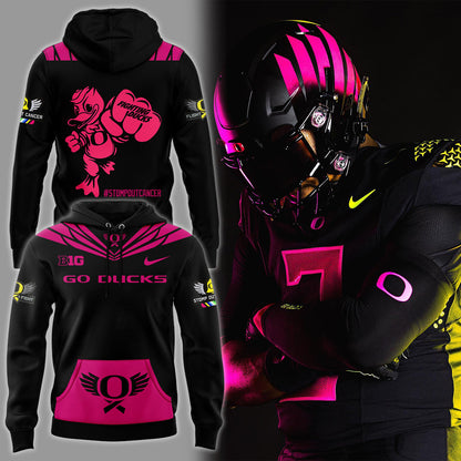 Limited Edition Oregon Ducks Breast Cancer Hoodie V3