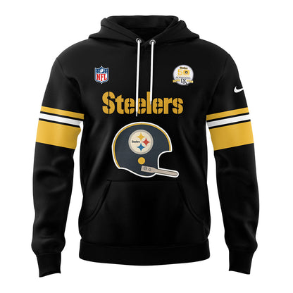 Pittsburgh Steelers Throwback 50th Anniversary Super Bowl Hoodie-LL1017241000