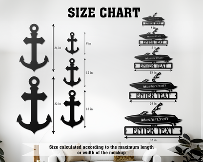 Personalized Boat Metal Wall Art, Custom Metal Name Sign, Beach House Boat Decor, Black Metal Wall Decor, Metal Sign Boat Captain Gift