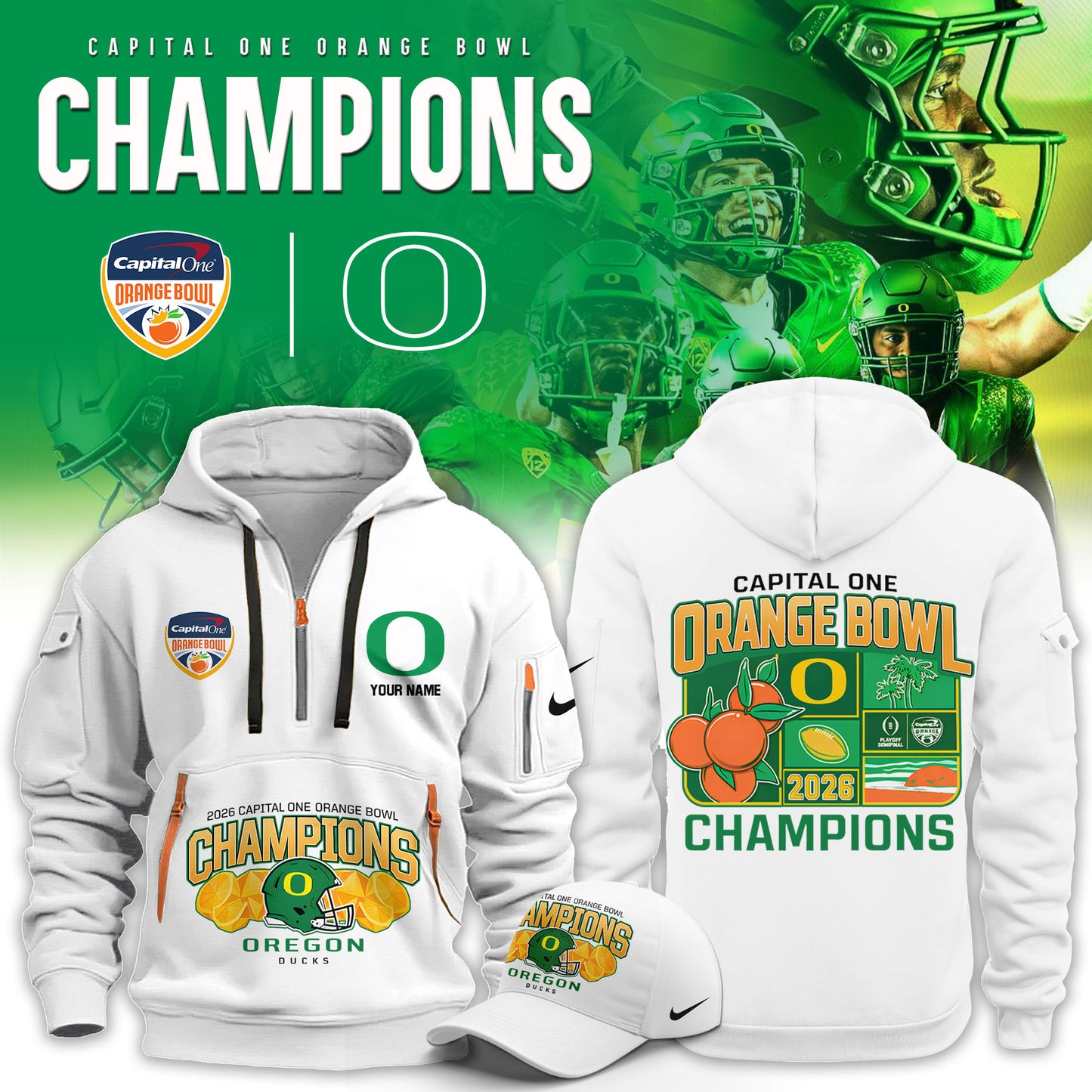 Oregon Ducks 2026 Orange Bowl Champions Limited New Hoodie v2