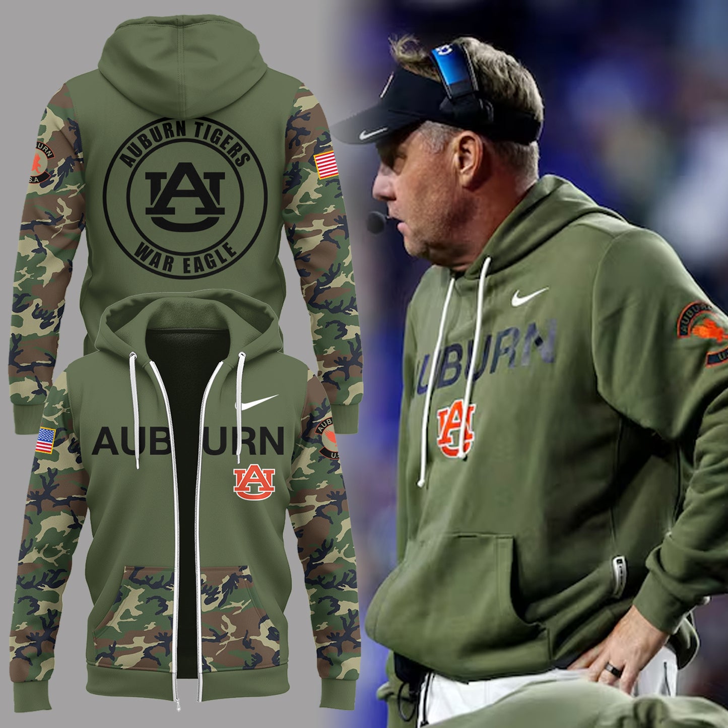 Limited Edition Auburn Veteran Zip Hoodie