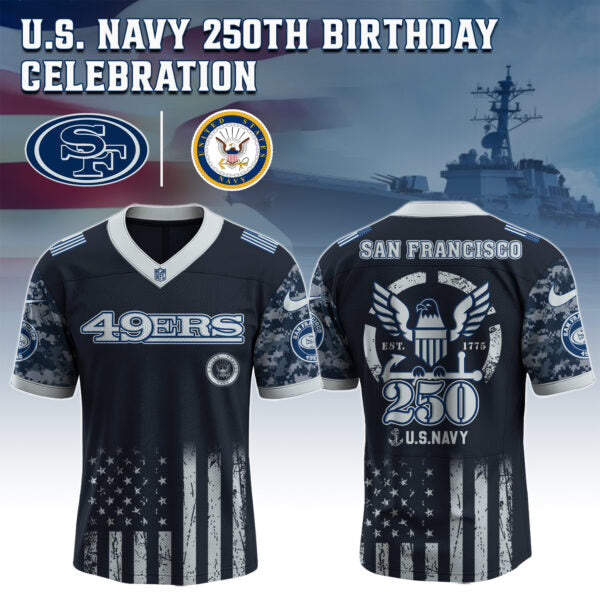 San Francisco 49ers x U.S NAVY 250TH Birthday Special Edition Jersey - Tycheco