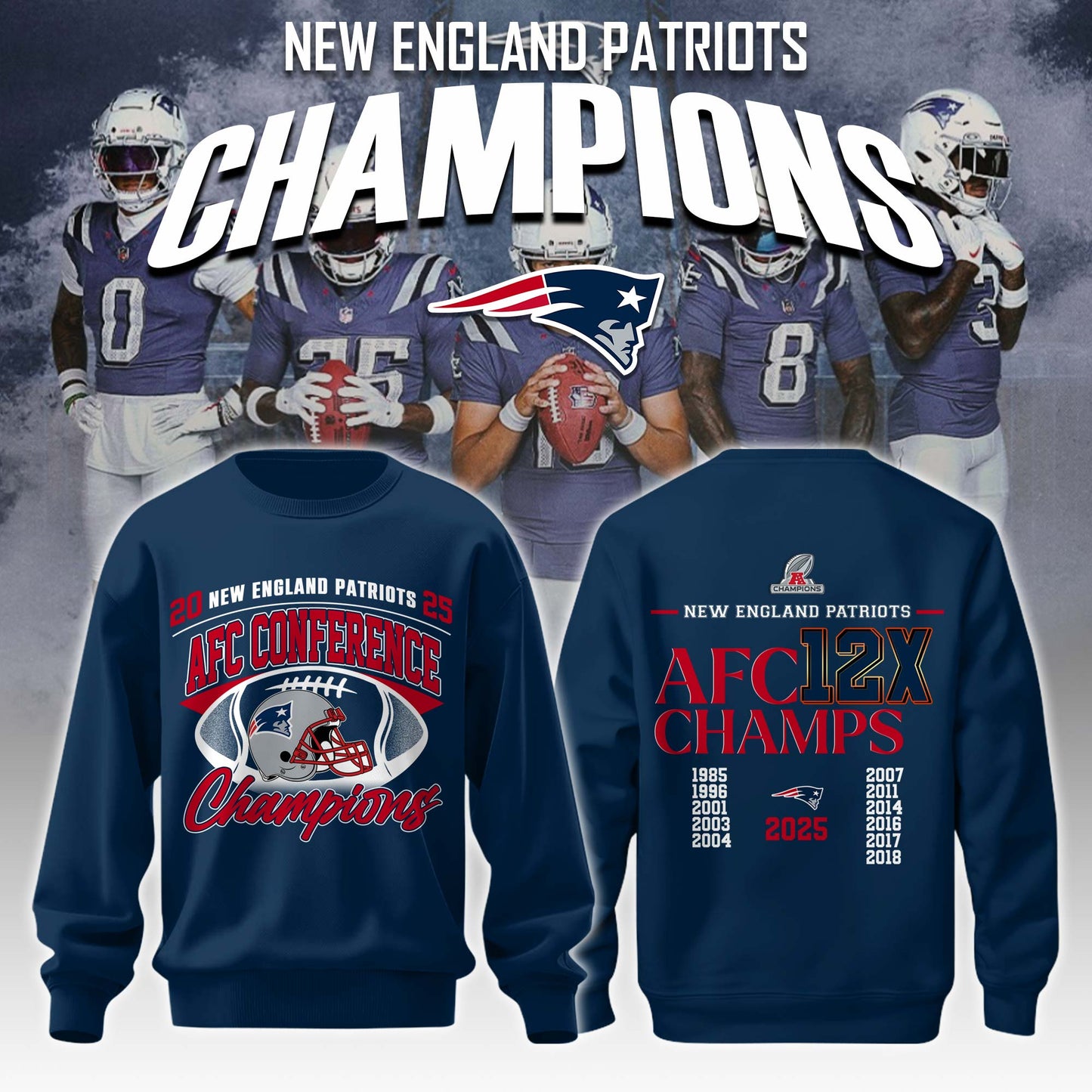 NEPatriots x 2025 AFC Conference Champions Sweatshirt V4