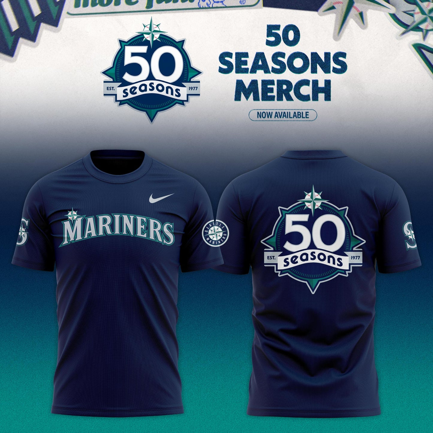 Seattle Mariners 50 Seasons Celebration Special Edition T-shirt