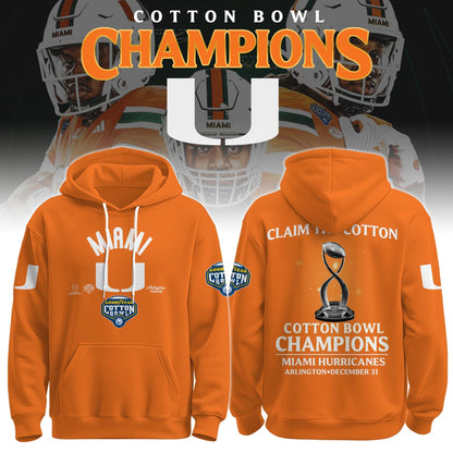 Miami Hurricanes Football Cotton Bowl Champions 2025 Combo Hoodie