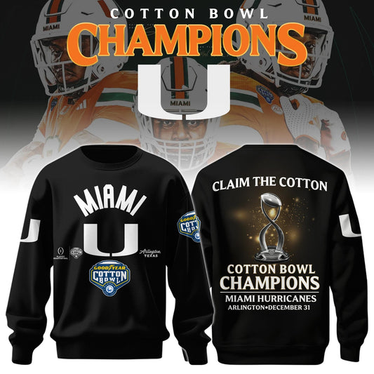 Miami Hurricanes Football Cotton Bowl Champions 2025 Combo Sweatshirt
