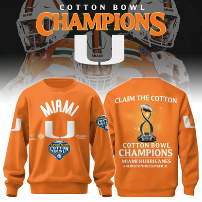 Miami Hurricanes Football Cotton Bowl Champions 2025 Combo Sweatshirt