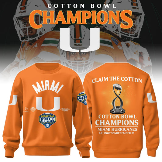 Miami Hurricanes Football Cotton Bowl Champions 2025 Combo Sweatshirt