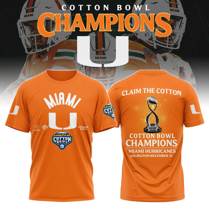 Miami Hurricanes Football Cotton Bowl Champions 2025 Combo T-Shirt