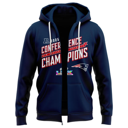 NEPatriots x 2025 AFC Conference Champions Hoodie Zip V1