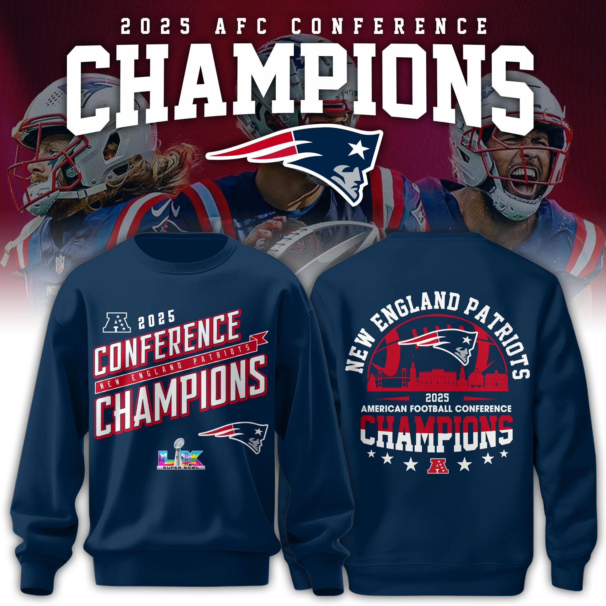 NEPatriots x 2025 AFC Conference Champions Sweatshirt V1