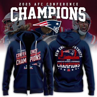 NEPatriots x 2025 AFC Conference Champions Hoodie Zip V1