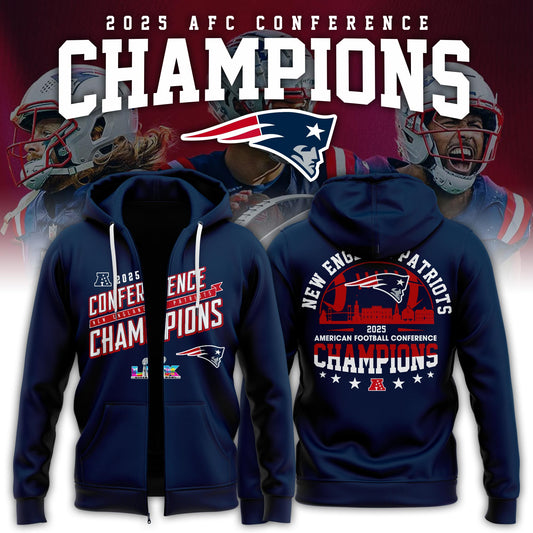 NEPatriots x 2025 AFC Conference Champions Hoodie Zip V1