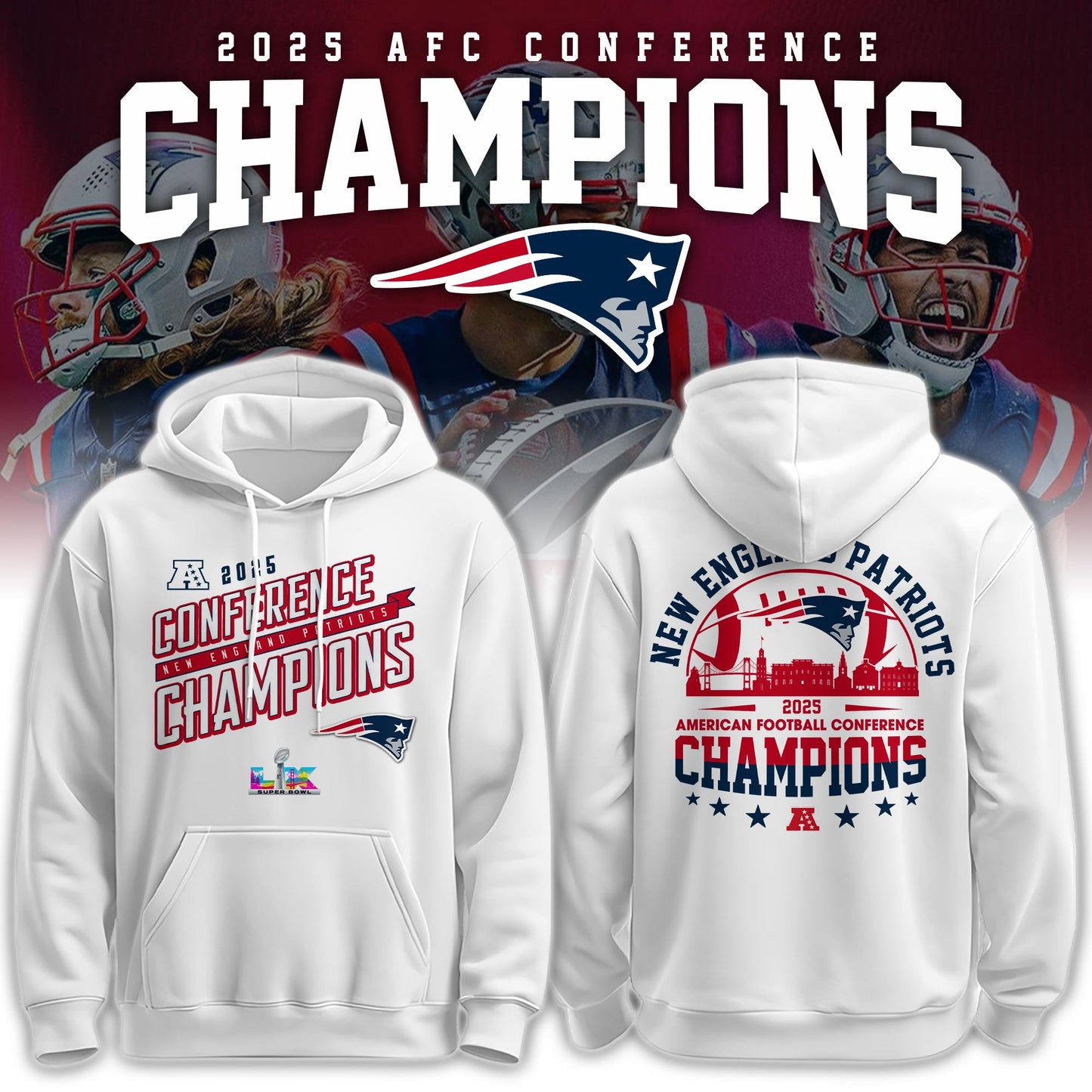 NEPatriots x 2025 AFC Conference Champions Hoodie V3
