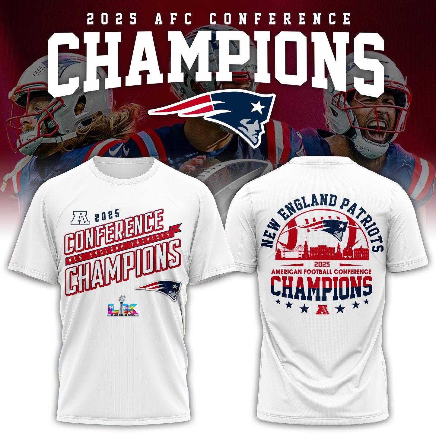 NEPatriots x 2025 AFC Conference Champions Tshirt V3