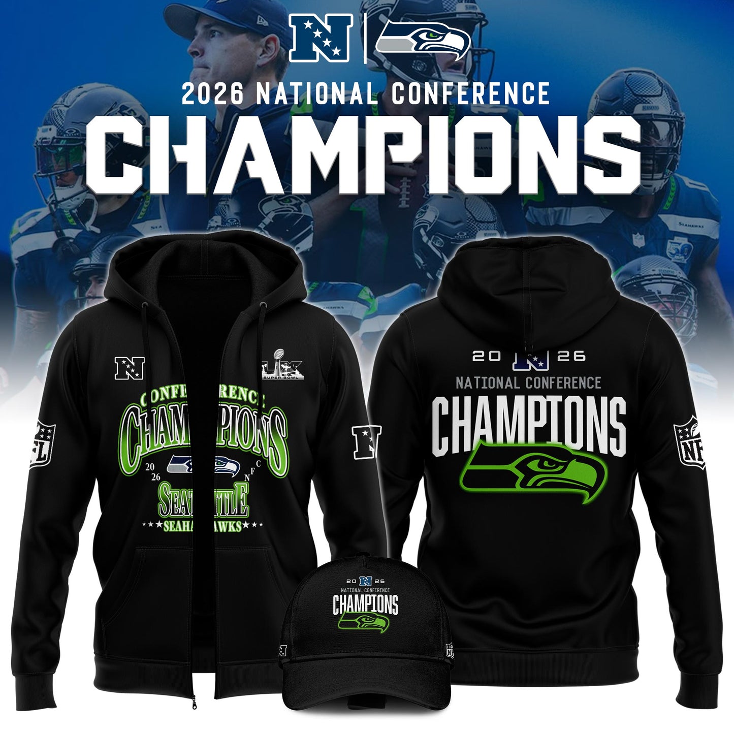 SS Football NFC Champions 2026 ZipHoodie Limited Edition V1