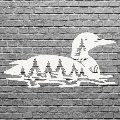 Loon Tree Line Metal Art, Lake House Metal Wall Art , Outdoor Garden Stake, Garden Decor, Birds Wall Art, Housewarming Gift