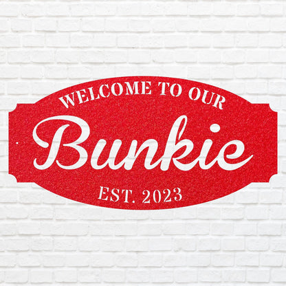 Welcome to Our Bunkie Metal House Sign, Outdoor Monogram Metal Sign, Custom Address Sign, Housewarming Sign