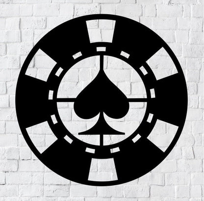 Poker Chip Metal Art / Poker Metal Art / Poker Metal Wall Art / Poker Sign / gambling Home Decor