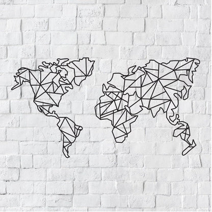 Geometric World Map Metal Art / World Compass Metal Art / Personalized Metal Art / Map Sign / Indoor Home Decor