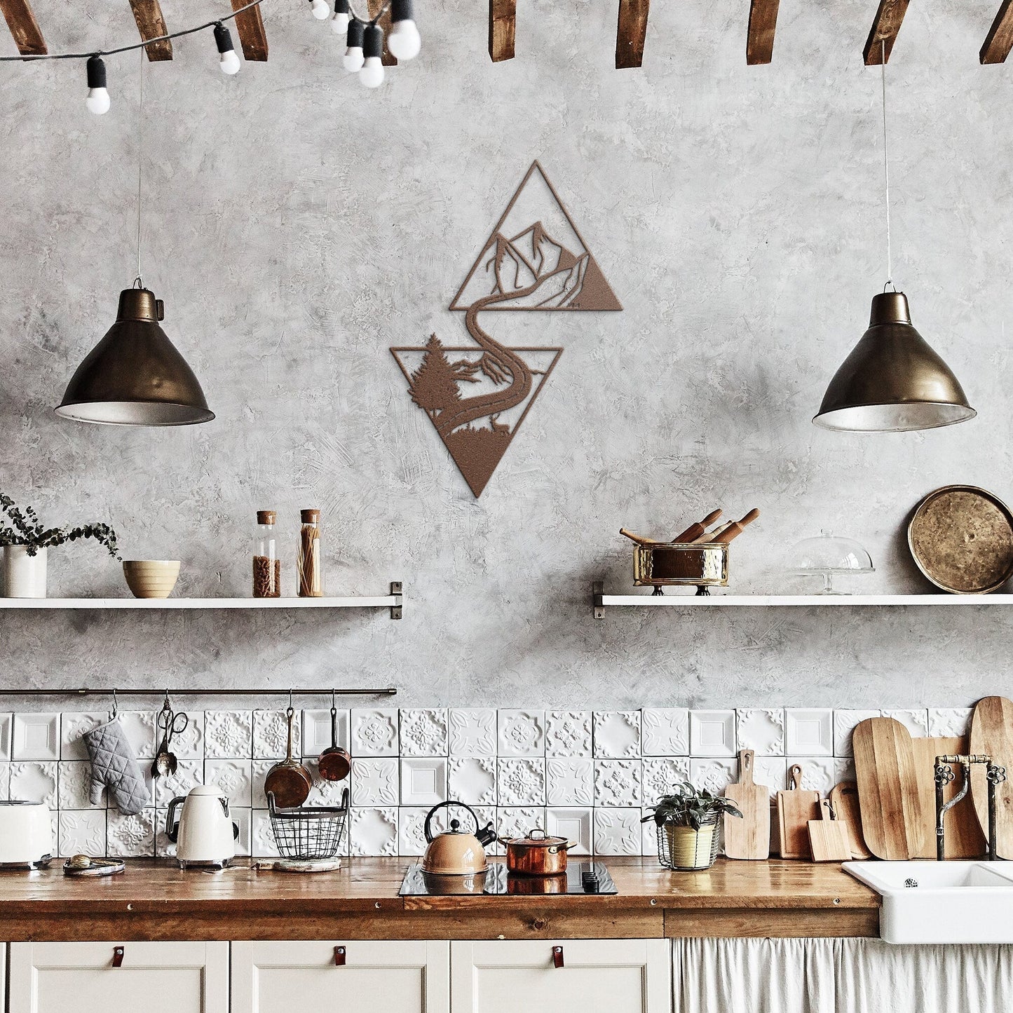 Geometric Mountain Metal Sign, Mountain Art Metal, Metal Mountain Wall Art, Mountain Triangle Metal Decor, Nature Metal Home Decor