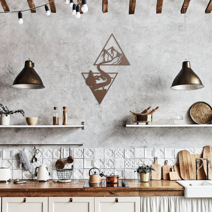 Geometric Mountain Metal Sign, Mountain Art Metal, Metal Mountain Wall Art, Mountain Triangle Metal Decor, Nature Metal Home Decor