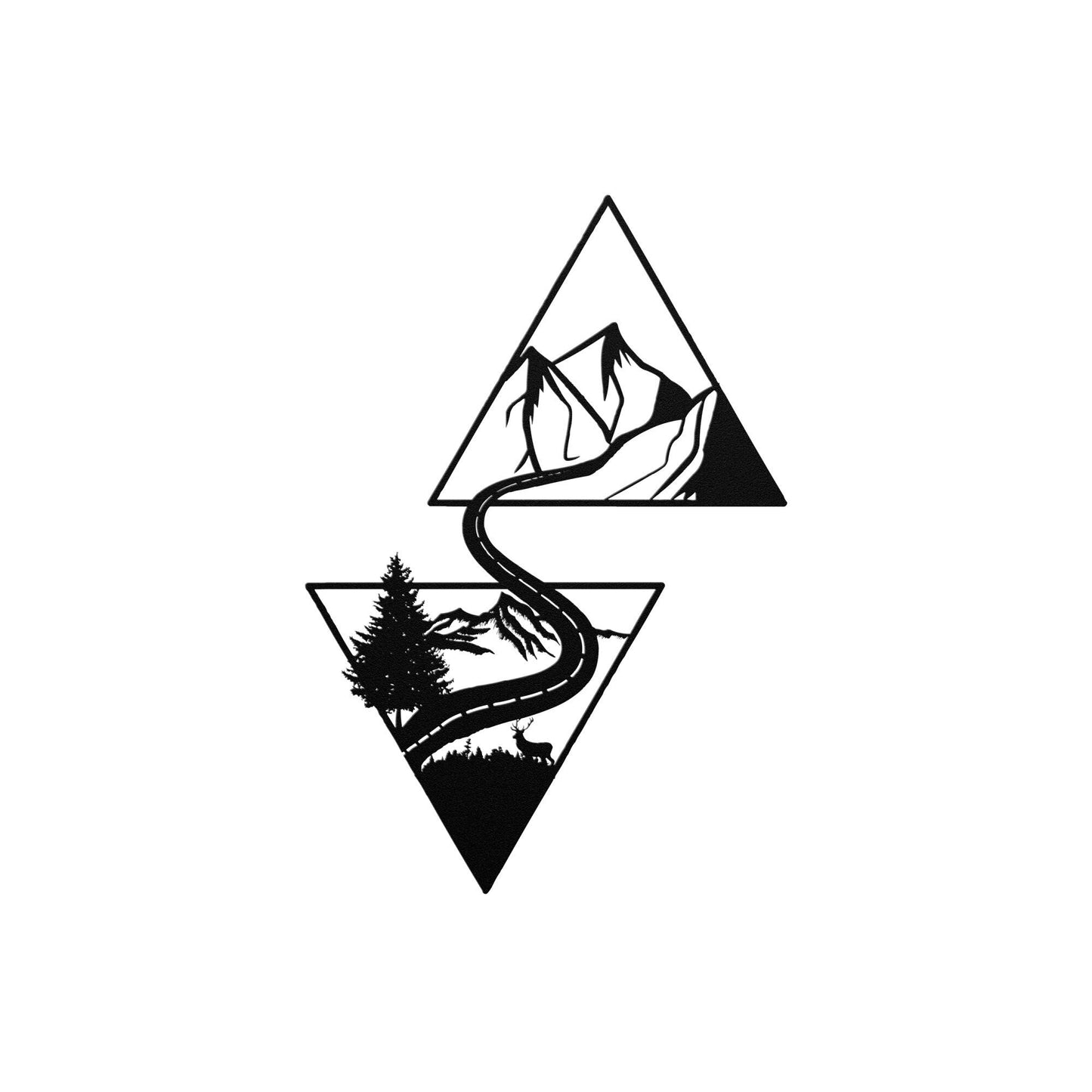 Geometric Mountain Metal Sign, Mountain Art Metal, Metal Mountain Wall Art, Mountain Triangle Metal Decor, Nature Metal Home Decor
