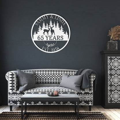 Personalized 65th Anniversary Metal Sign, Anniversary Gift For Parents, Wedding Anniversary, 65 Years Ornament, Wedding Metal Wall Art