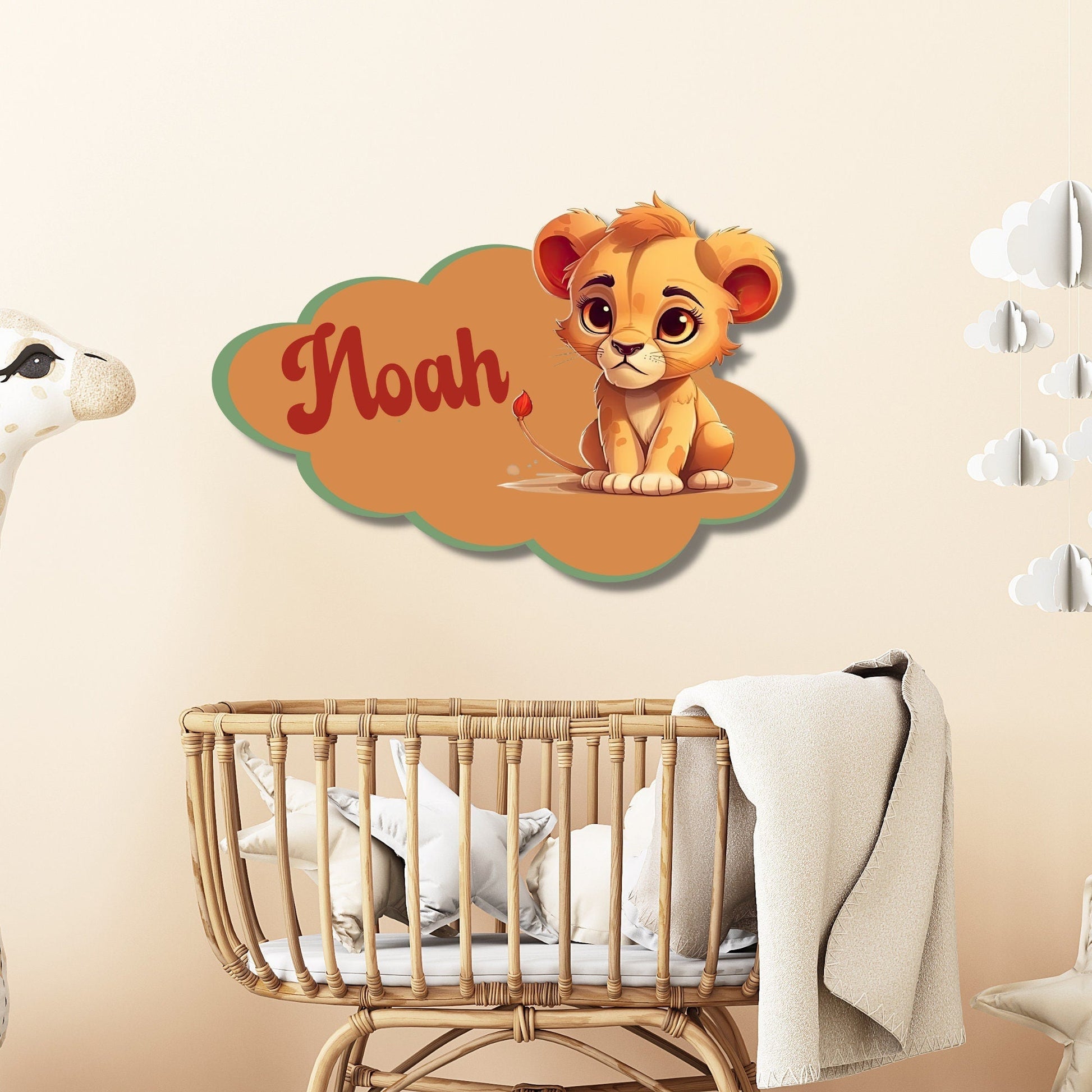 Lion Metal Nursery Decor, Personalized Metal Baby Name Sign, Baby Nursery Sign, Custom Nursery Sign, Metal Name Sign, Kids Name Sign