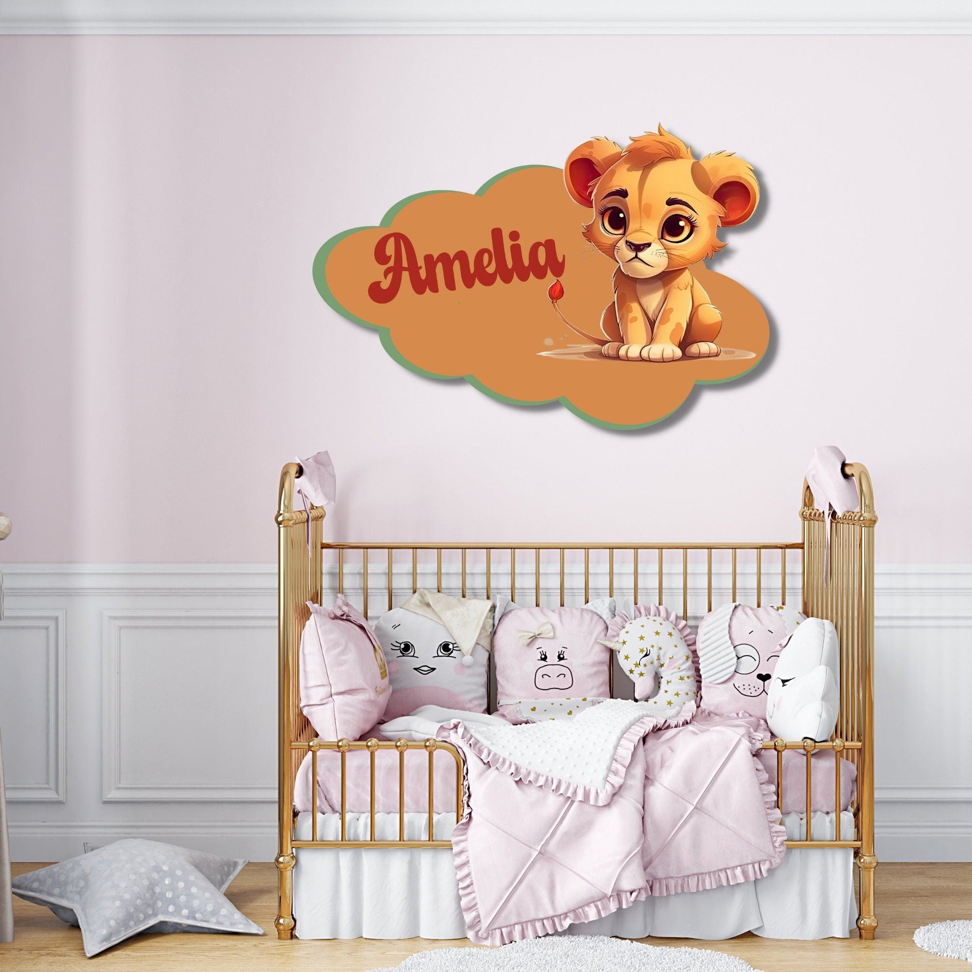 Lion Metal Nursery Decor, Personalized Metal Baby Name Sign, Baby Nursery Sign, Custom Nursery Sign, Metal Name Sign, Kids Name Sign
