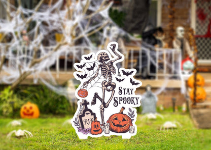 Metal Halloween Skeleton Yard Sign, Stay Spooky Lawn Sign, Skeleton Yard Sign, Halloween Lawn Sign, Halloween Decor Sign, Skeleton Lawn Sign