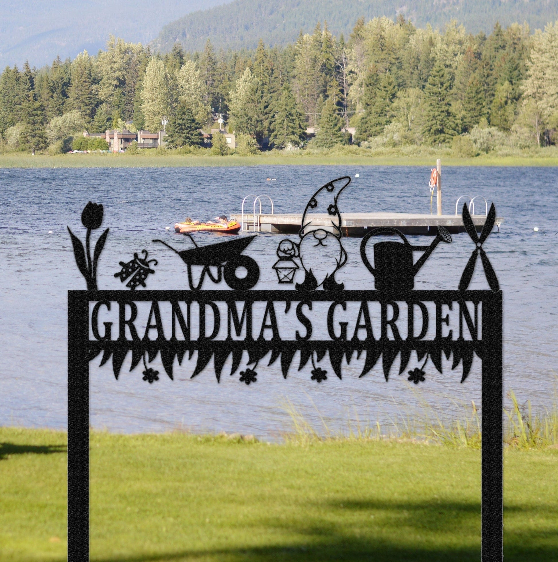 Personalized Garden Sign,Custom Metal Gnome Sign,Garden Metal Art,Sign With Stake,Garden Decor,Yard Decor,Grandma's garden Gift,Garden Stake