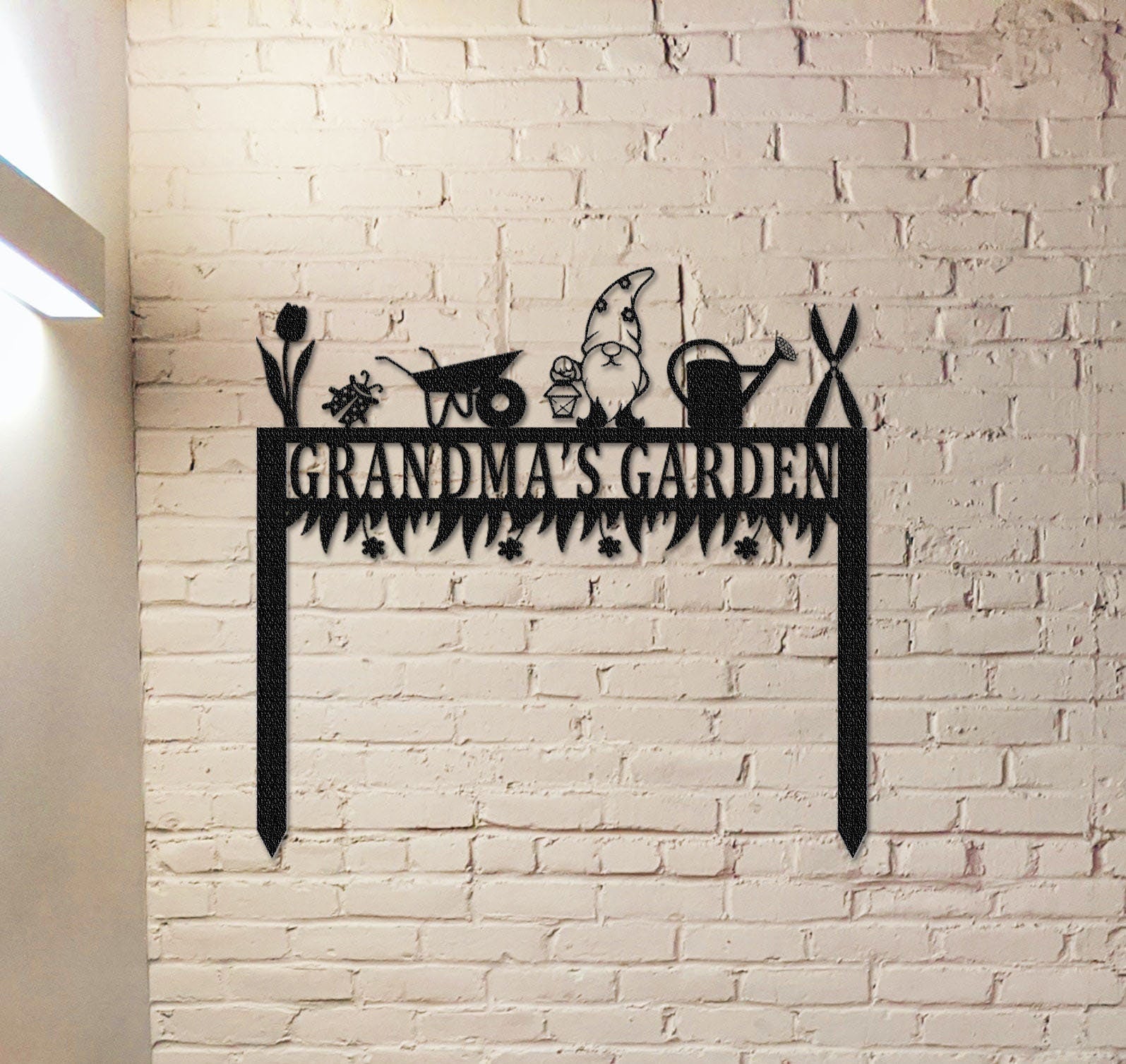 Personalized Garden Sign,Custom Metal Gnome Sign,Garden Metal Art,Sign With Stake,Garden Decor,Yard Decor,Grandma's garden Gift,Garden Stake