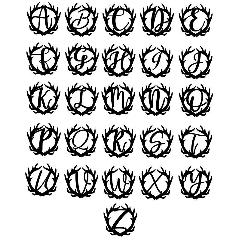 Personalized Initial Antler Sign / Metal Wall Decor / Initial Name Sign / Home Decor / Personalized Antler Decor / Metal Wall Art