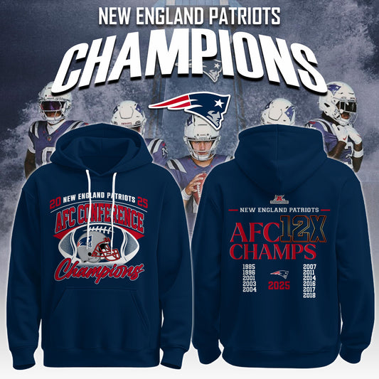 NEPatriots x 2025 AFC Conference Champions Hoodie V4