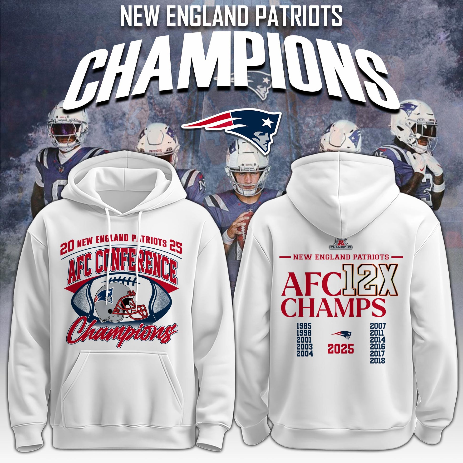 NEPatriots x 2025 AFC Conference Champions Hoodie V6