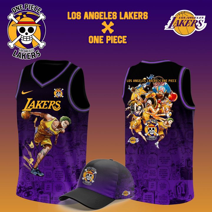 Los Angeles Lakers Jersey x Roronoa Zoro One Piece And Cap Midnight
