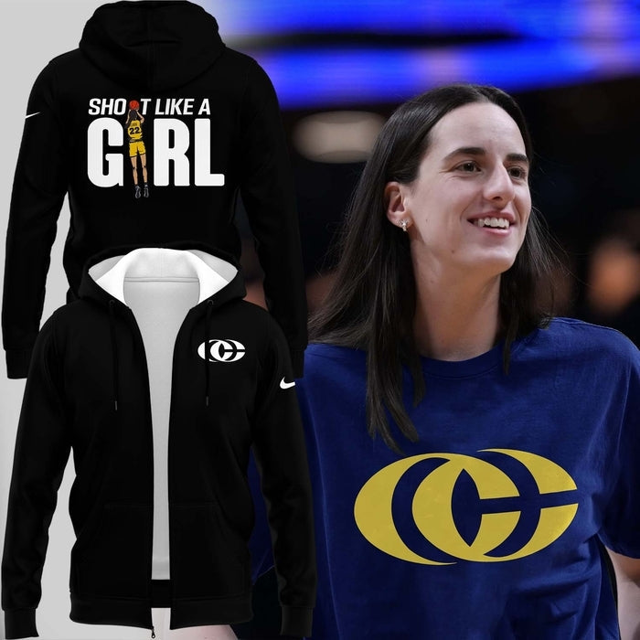 Caitlin Clark - Her Logo New Zip Hoodie Indiana Fever WNBA Zip Hoodie