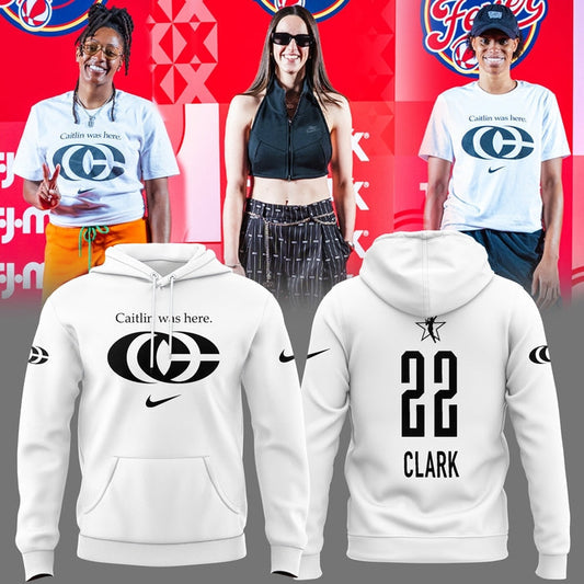 Caitlin Was Here Hoodie - Caitlin Clark - Her Logo New White Hoodie Indiana Fever WNBA Hoodie