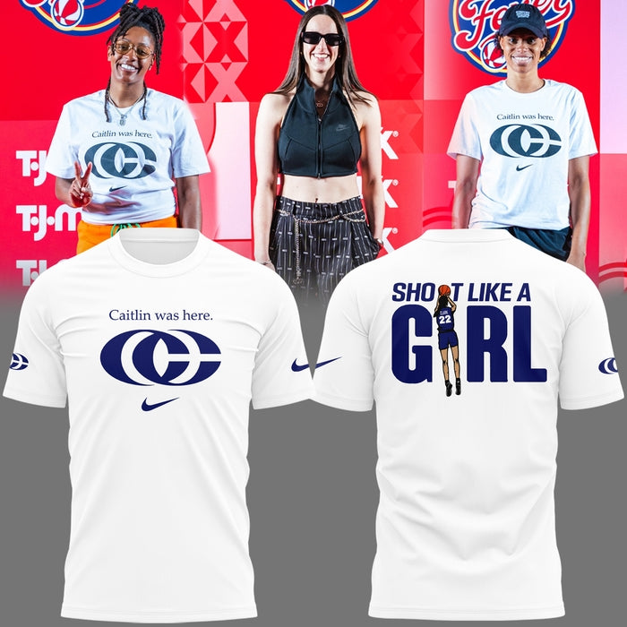 Caitlin Was Here Shirt - Caitlin Clark - Her Logo New White Shirt Indiana Fever WNBA T-Shirt