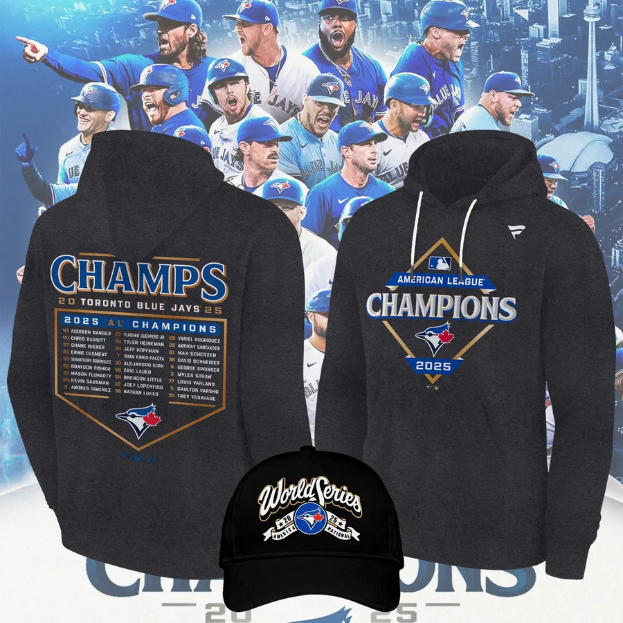 Toronto Blue Jays Fanatics Heather Charcoal 2025 American League Champions Locker Room Hoodie