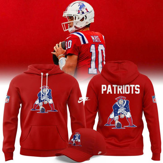 Limited edition New England Patriots Throwback Logo Hoodie Red