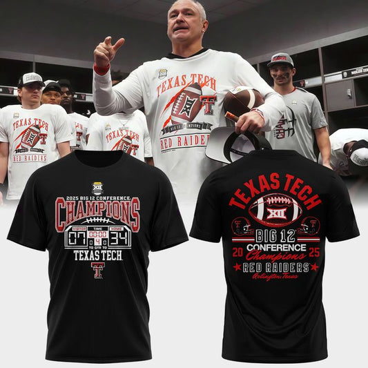 Texas Tech Red Raiders 2025 Big 12 Football Champions Score T-shirt