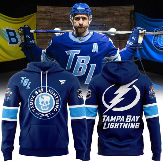 Men's Tampa Bay Lightning 2026 Stadium Series Fanatics Authentic Pro Locker Room Blue Pullover Fleece Hoodie