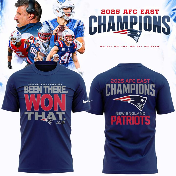 Official New England Patriots 2025 AFC East Division Champions "Been There Won That" T-Shirt - Navy (Updated Version)
