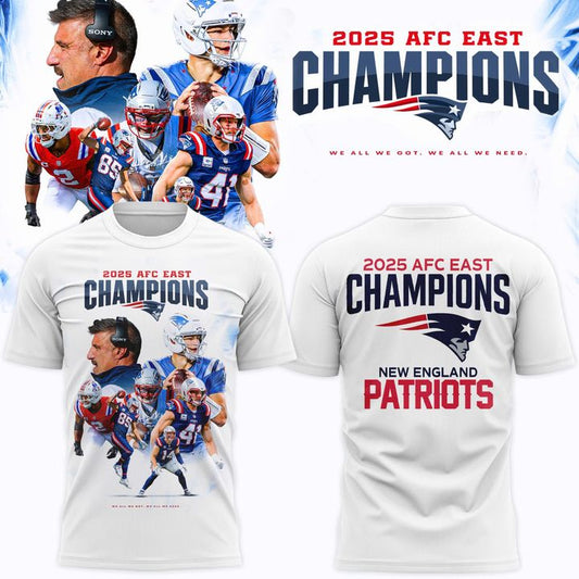 New England Patriots 2025 AFC East Division Champions T-Shirts