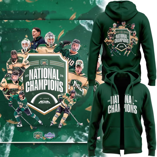 Ohio Bobcats men's ice hockey National Champions Zip Hoodie