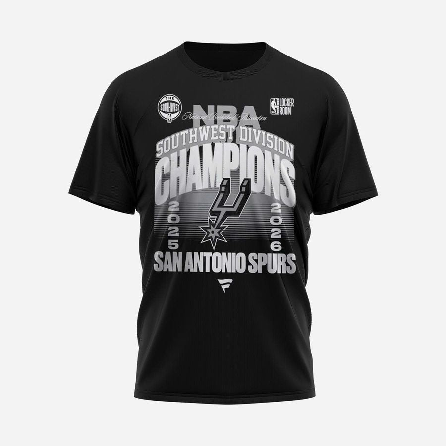 San Antonio Spurs 2026 Southwest Division Champions Locker Room T-Shirt - Black