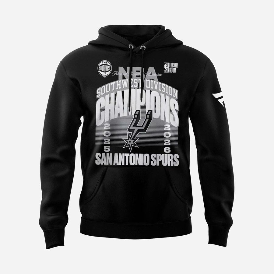 San Antonio Spurs 2026 Southwest Division Champions Locker Room Hoodie - Black